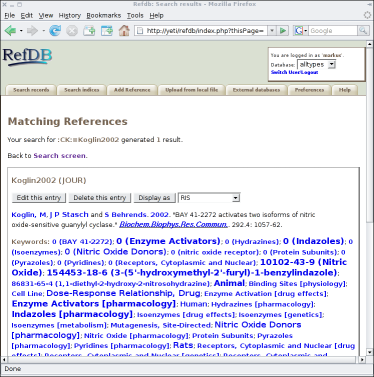 RefDB query results