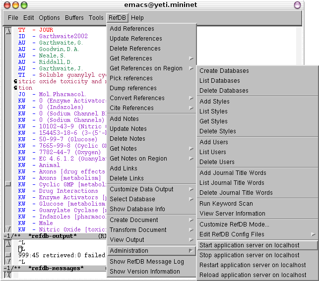 Emacs refdb-mode administration