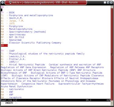 Vim editing RIS